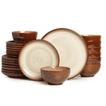 thumbnail image 1 of Pokini 24-Piece Stoneware Dinnerware Sets, Plates and Bowls Dish Sets for 8, Brown Yellow, 1 of 8