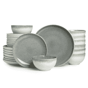 Pokini 24-Piece Stoneware Dinnerware Sets, Plates and Bowls Dish Sets for 8, Gradient Green