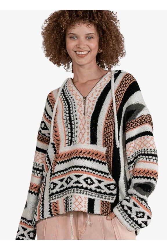 POL Womens Pullover Sweater Multicolor Orange