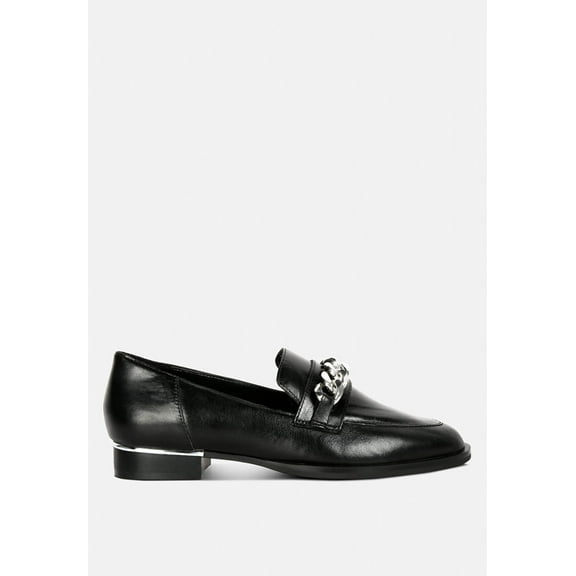POLA Black Leather Horsebit Loafers