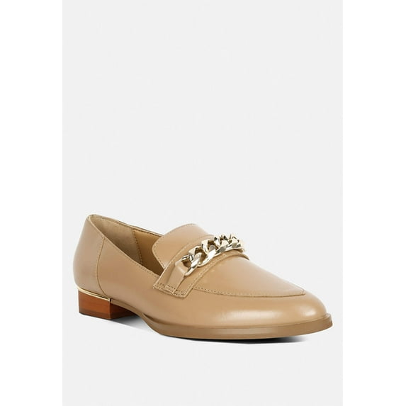 POLA Nude Leather Horsebit Loafers