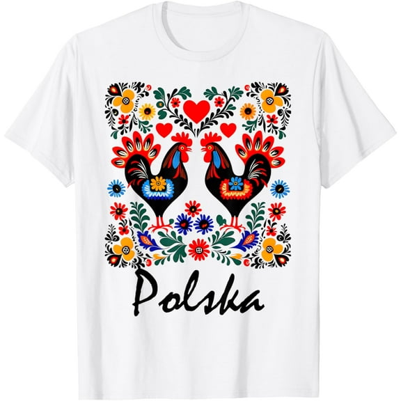 POLAND | Folk Art Flowers Polish WYCINANKI Polska Day Fest T-ShirtMen and women, Black T-shirt, size: Extra large S-4XL