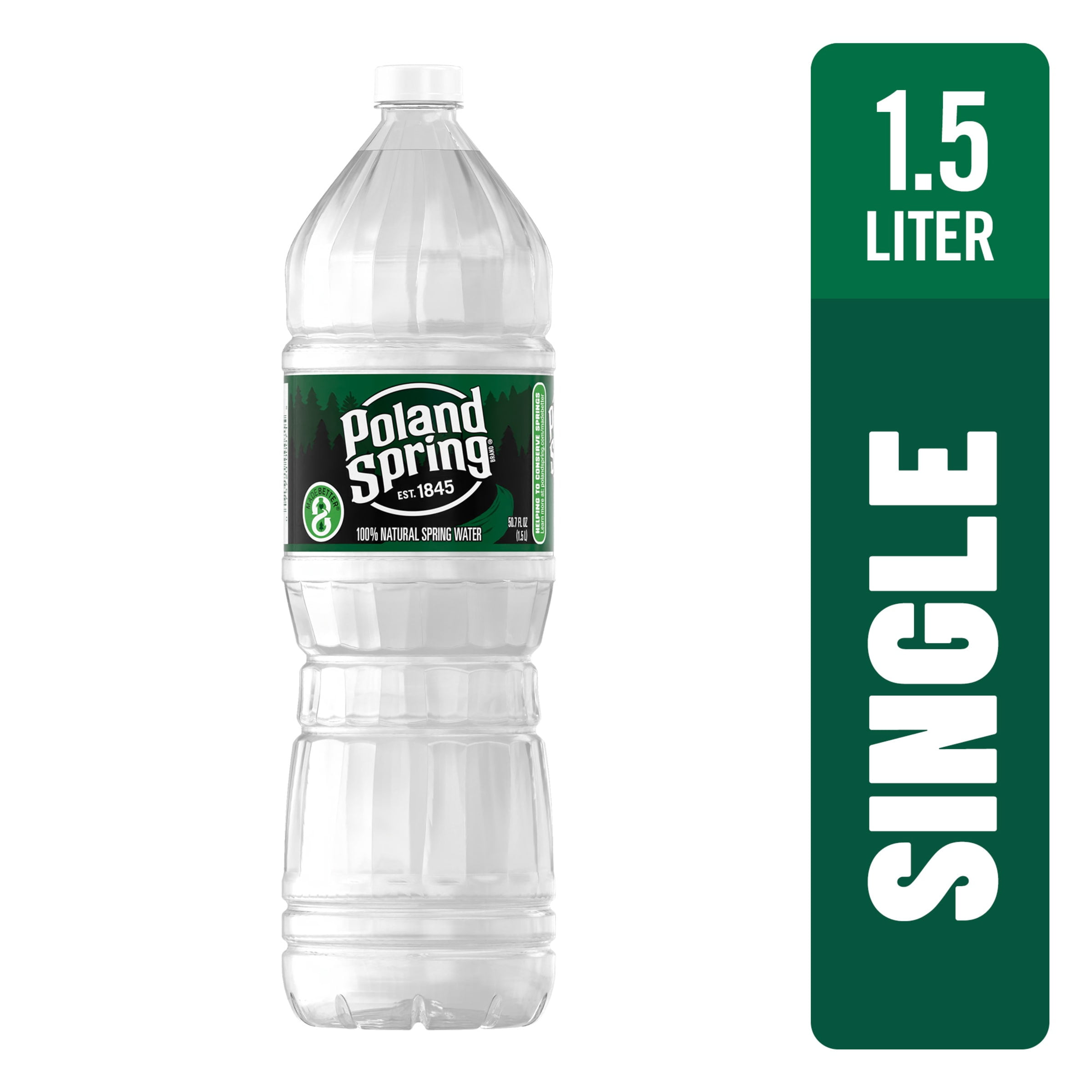 POLAND SPRING Brand 100 Natural Spring Water, 1.5Liter plastic bottle