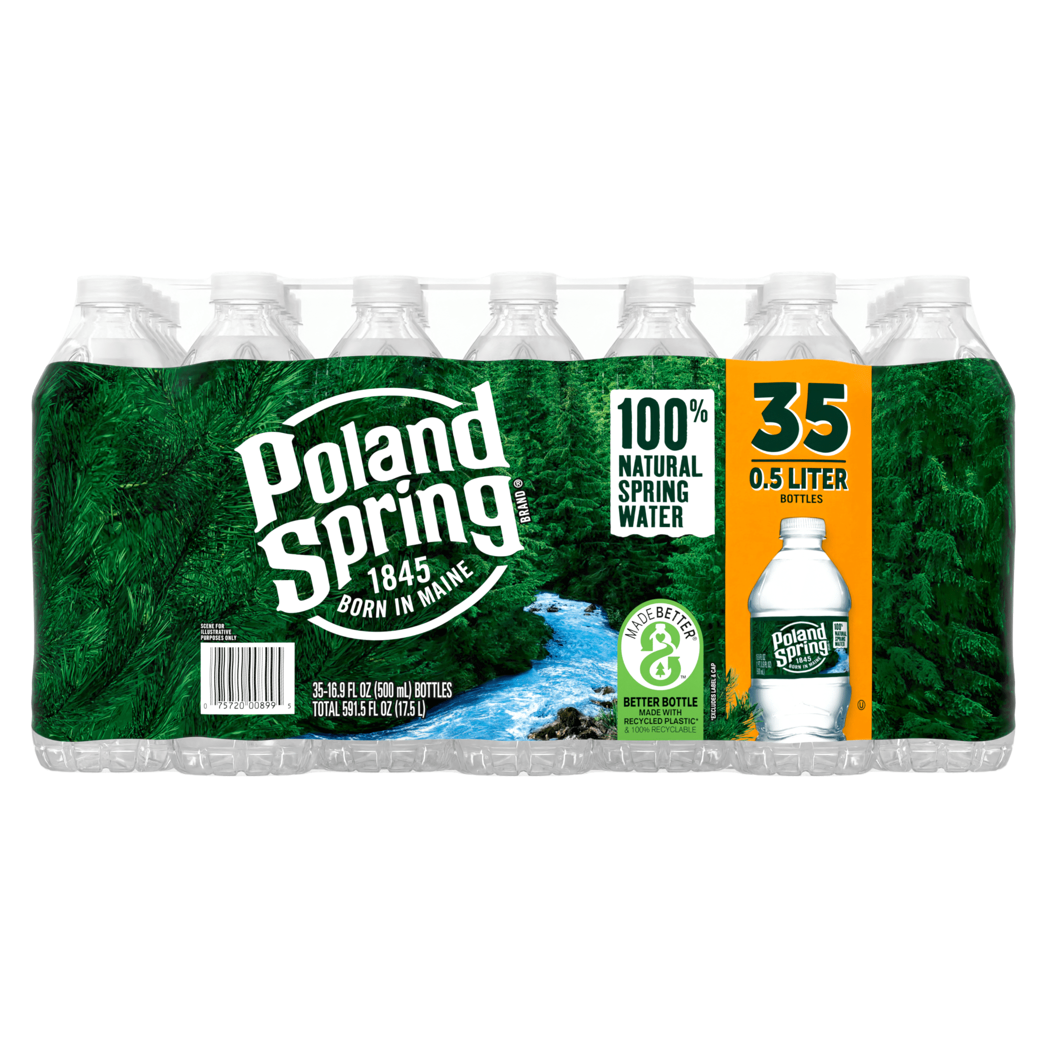 POLAND SPRING 100% Natural Spring Water, 16.9oz Plastic Bottles, Zero ...