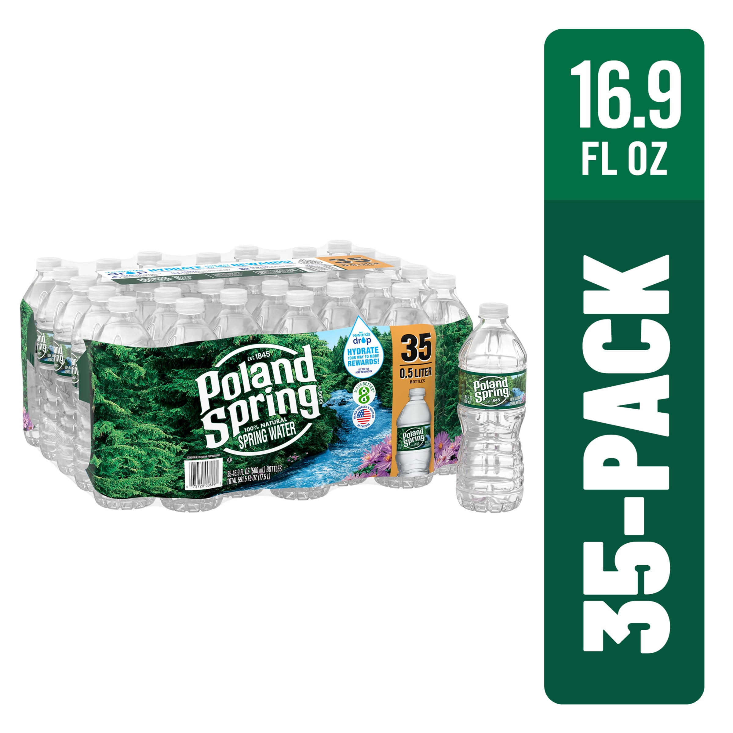 Poland Spring Maine Spring Water, 16.9 fl oz, 35 Pack Plastic Bottles