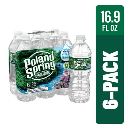 POLAND SPRING Brand 100% Natural Spring Water, 16.9-ounce plastic bottles (Pack of 6)