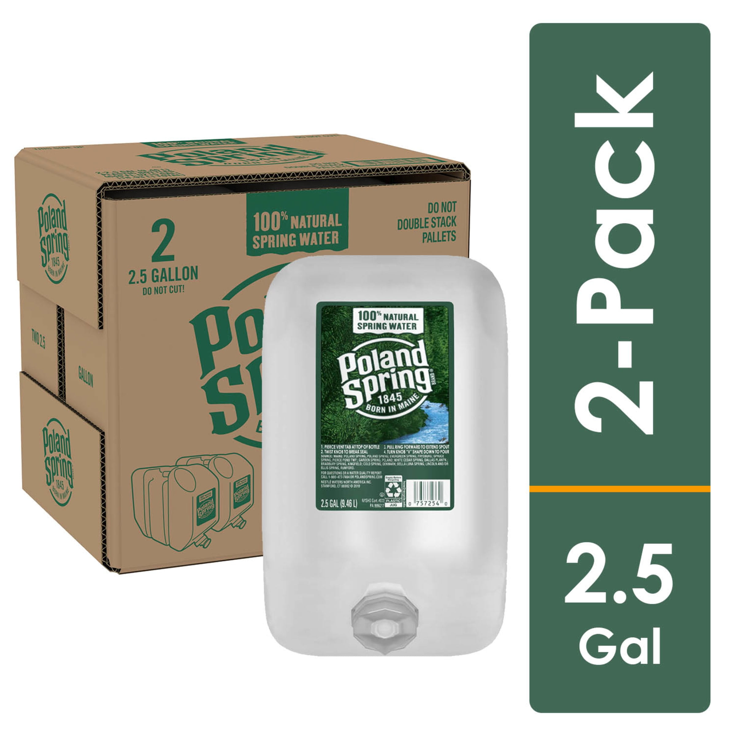POLAND SPRING Brand 100 Natural Spring Water, 2.5gallon Plastic Jugs