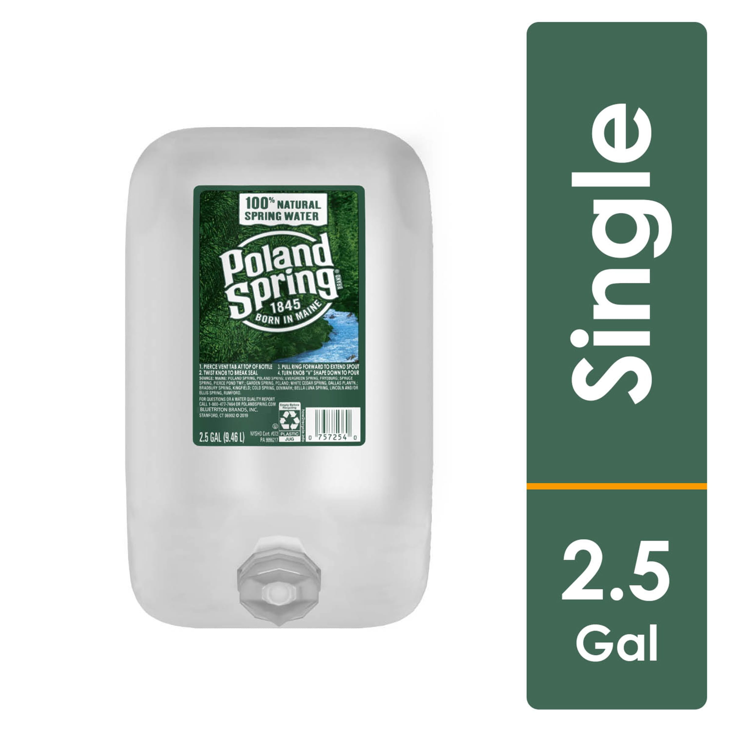 POLAND SPRING Brand 100% Natural Spring Water, 2.5-gallon plastic jug