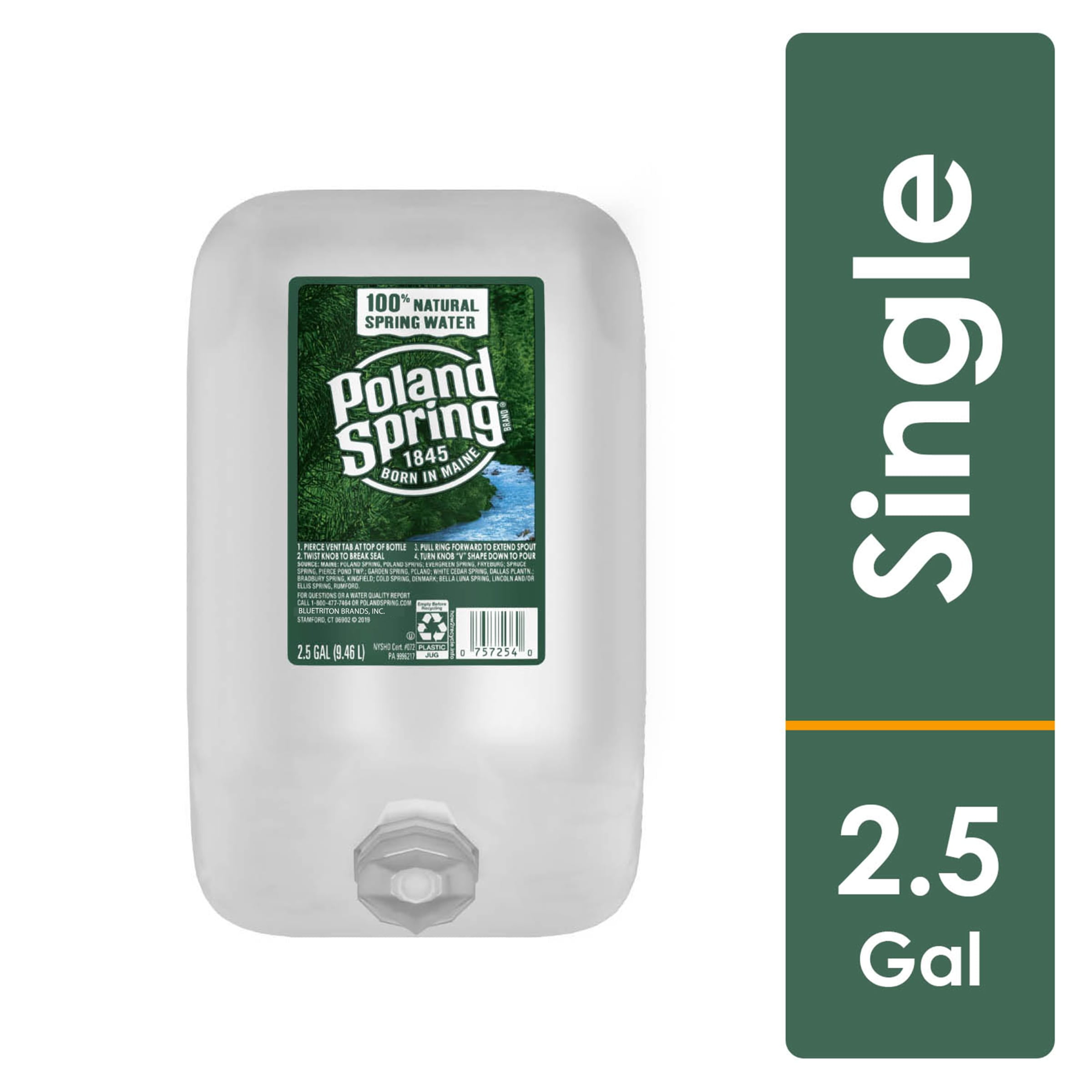 POLAND SPRING Brand 100 Natural Spring Water, 2.5gallon plastic jug