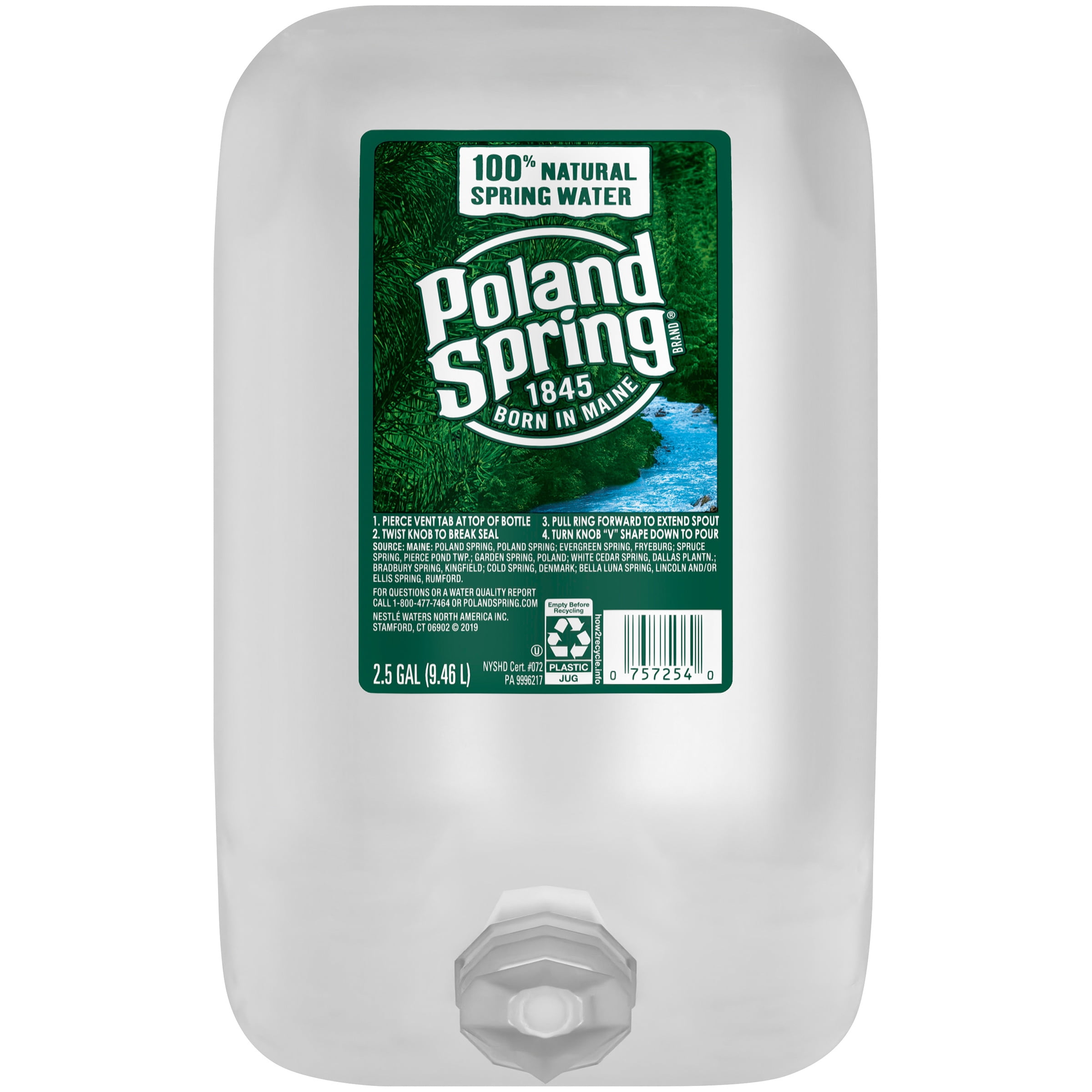 Poland Spring Maine Spring Water, 2.5 Gallon, Single
