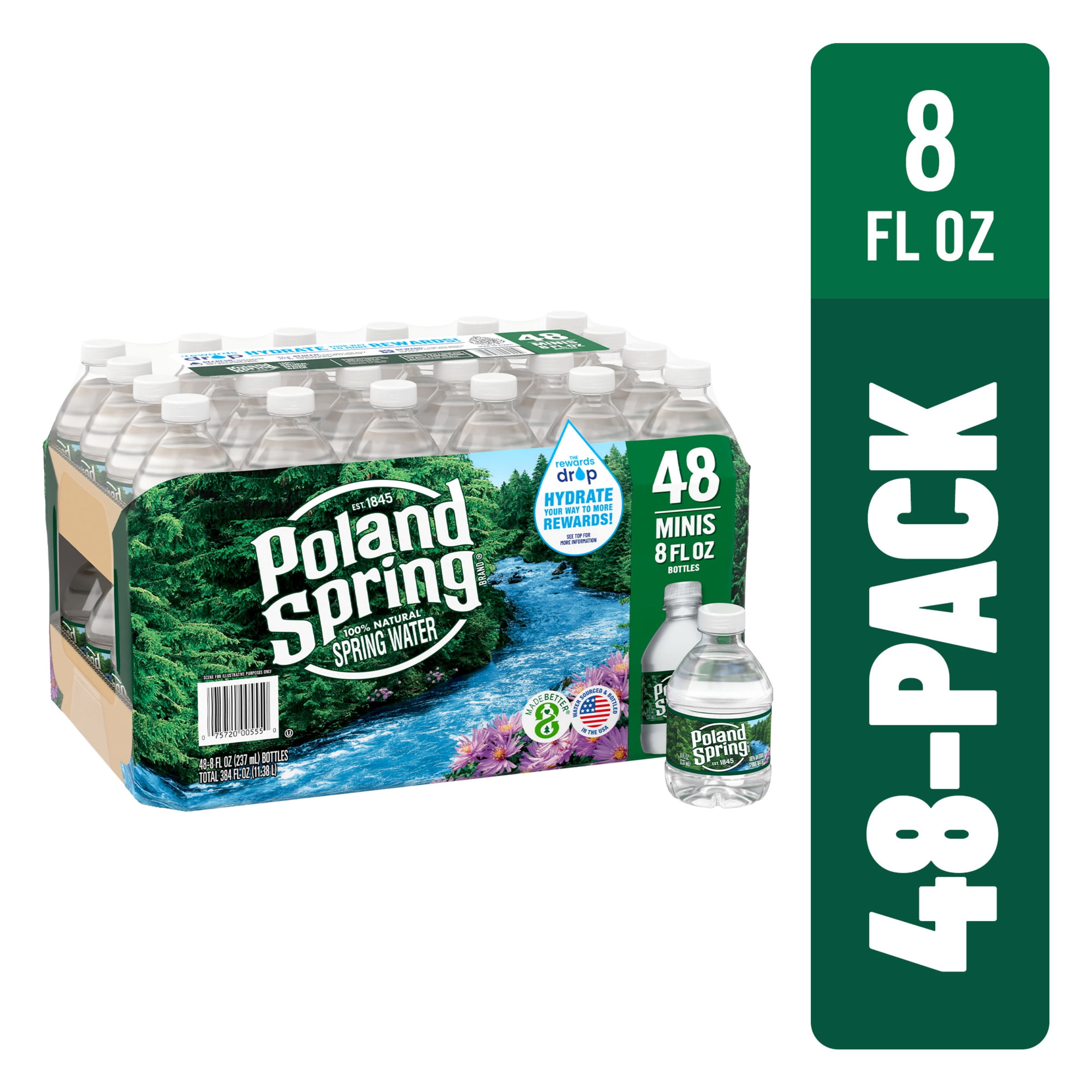 Poland Spring 100% Natural Spring Water, Regular Flavor, 8 oz. Mini Plastic  Bottles, 48/Carton (100987), Staples