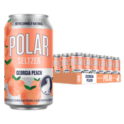 Polar Zero Calorie Georgia Peach Sparkling Seltzer Water, 12 fl oz, 18 Pack Cans
