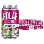 Polar Zero Calorie Raspberry Lime Sparkling Seltzer Water, 12 fl oz, 18 Pack Cans