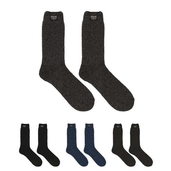 POLAR EXTREME HEAT MENS 2 PK SOCK, Gray
