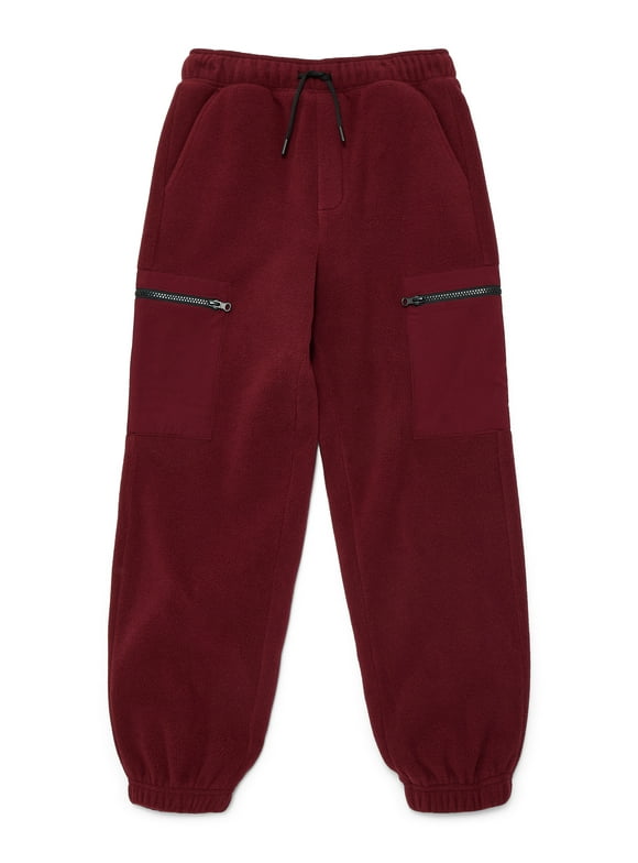 Boys Polar Fleece Joggers with Zipper Pockets, Size XS-XXL