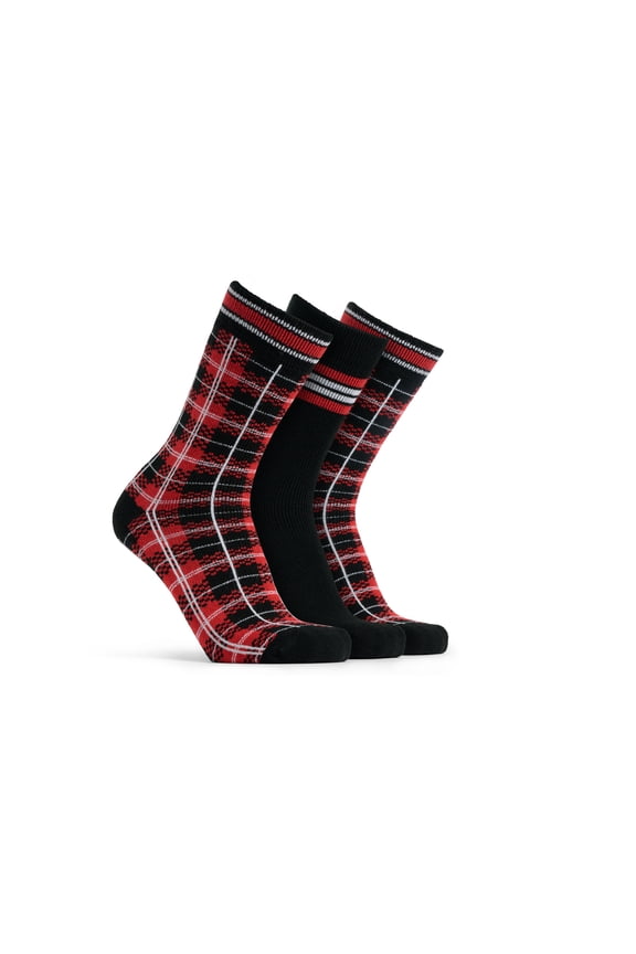 Polar Heat Men’s Light Heat Socks, 3 Pack Thermal Winter Socks, Black/Burgundy, Size 7-12