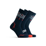 Polar Heat Socks for Men, 3 Pairs Spandex-Polyester Acrylic Crew Socks, Navy/Red, Size 7-12