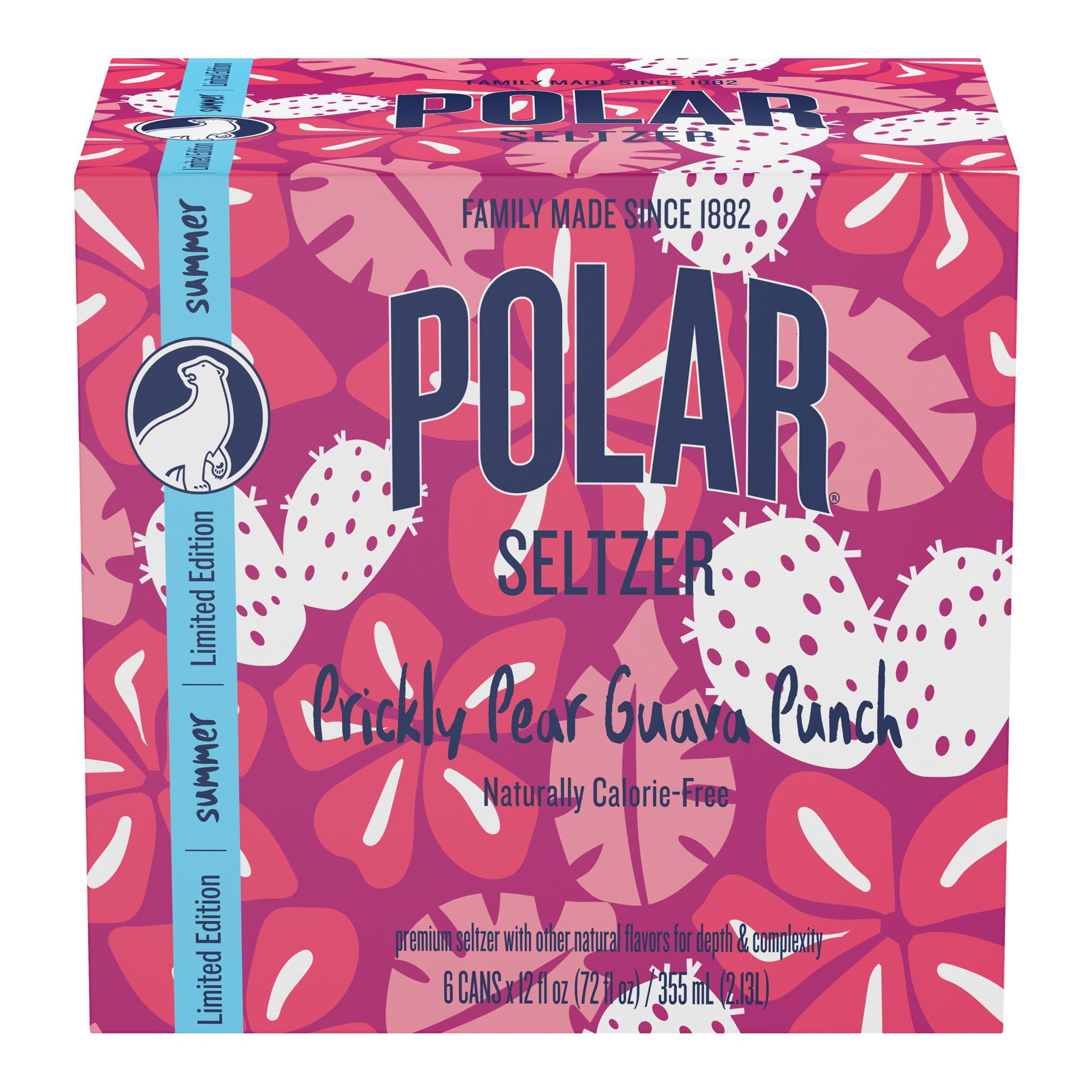 Polar Zero Calorie Prickly Pear Guava Punch Sparkling Seltzer Water, 12 fl oz, 6 Pack Cans