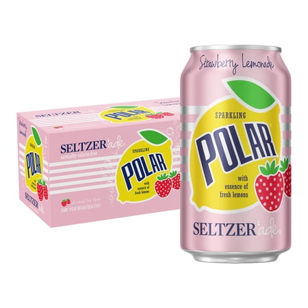 Polar Zero Calorie Strawberry Lemonade Sparkling Seltzer Water, 12 fl oz, 8 Pack Cans
