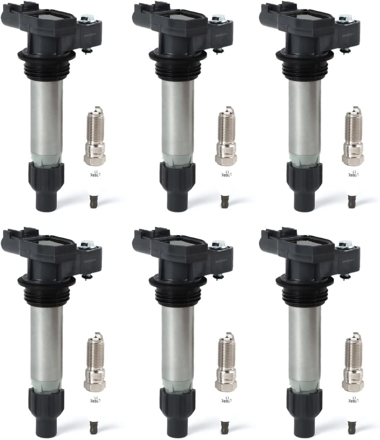 POLARPRA 6PCS UF569 Ignition Coils Pack & 41109 Iridium Spark Plugs Compatible with Chevy