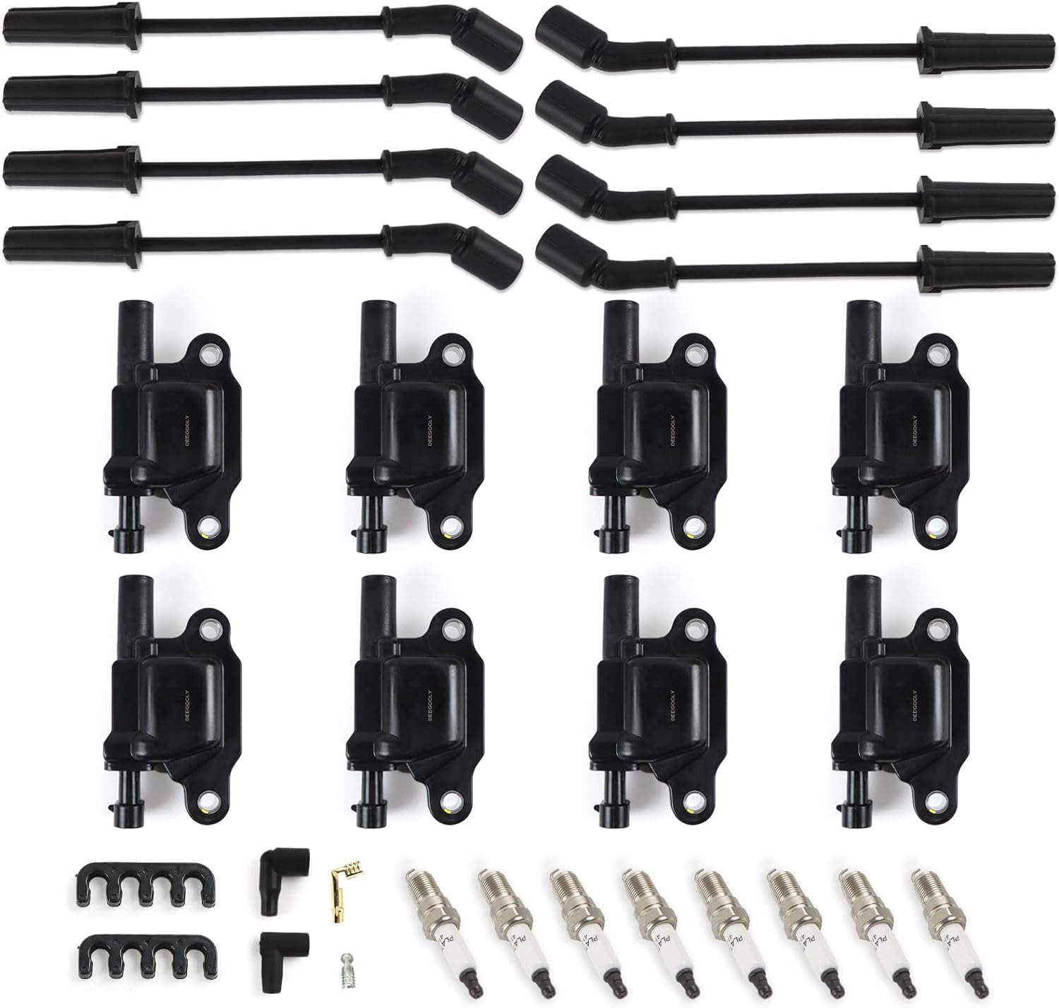 POLARPRA 8PCS UF413 Square Ignition Coils Pack & 19299585 Platinum Spark Plugs & 12192195 Spark