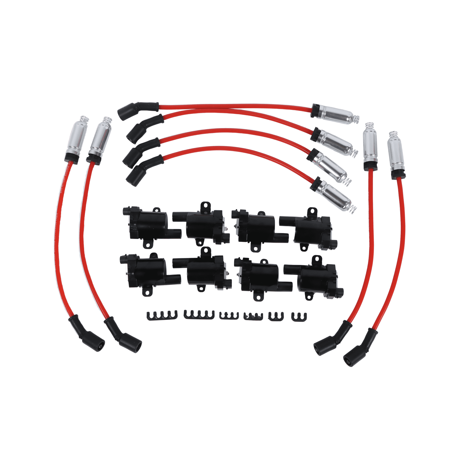 POLARPRA 8pcs Ignition Coils + 8pcs Spark Plug Wires For Chevy Silverado GMC 4.8L 5.3L 6.0L UF262