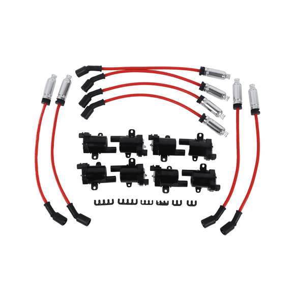 POLARPRA 8pcs Ignition Coils + 8pcs Spark Plug Wires For Chevy Silverado GMC 4.8L 5.3L 6.0L UF262