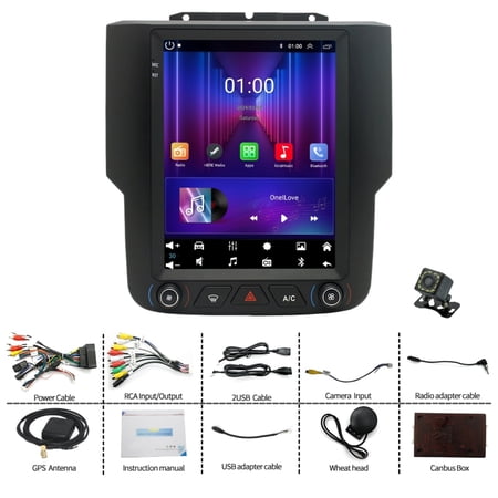POLARPRA 9.7” Car Stereo Radio for Dodge Ram 1500/2500/3500 2013-2018 2+32GB, Auto A/C, Camera, CarPlay Ready
