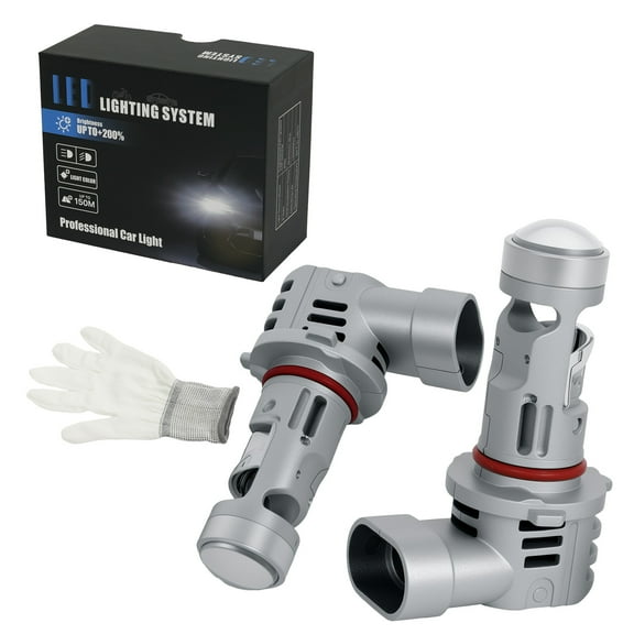 POLARPRA 9005 LED Headlight Bulbs 20000LM, 6500K Cool White, Plug and Play - Pack of 2 (with Cooling Fan & Projector Lens)