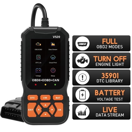 POLARPRA OBD2 Scanner Diagnostic Tool, Enhanced Check Engine Fault Code Readers Scanner with Reset OBDII/EOBD, 1.1"L x 3.35"W x 6.73"H