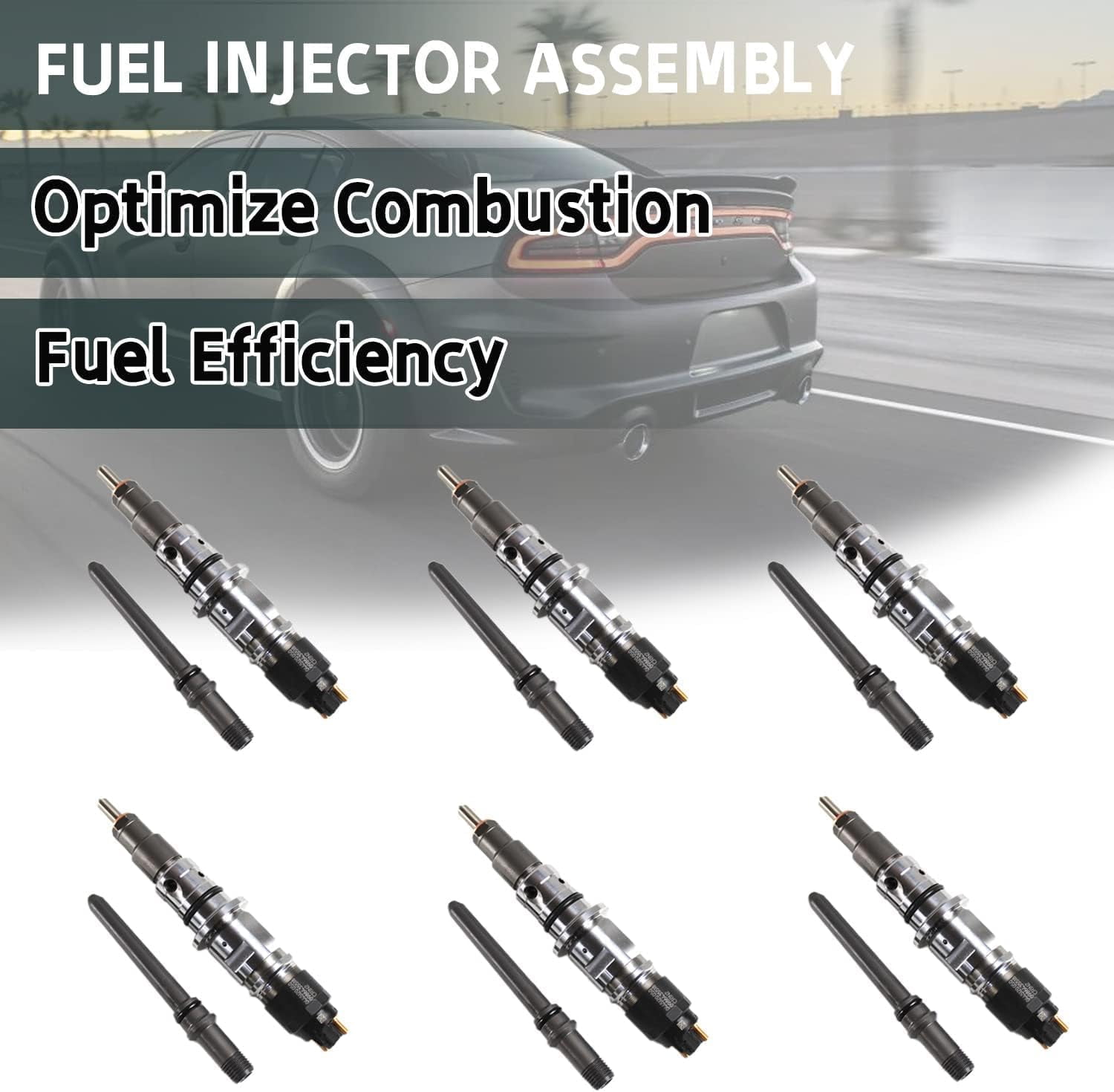 POLARPRA Set of 6 0445120050 Diesel Fuel Injectors w/ Tube for Dodge Ram 2500&3500 6.7L 2007-2012