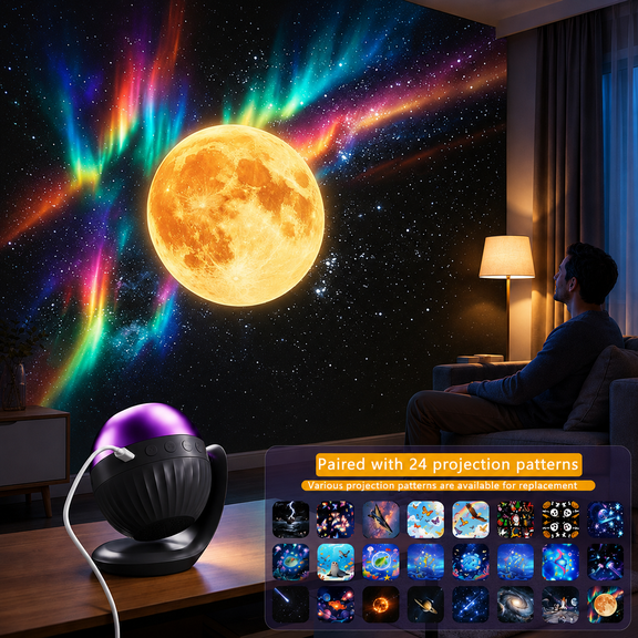 POLEET Galaxy Projector 360 Degree Rotate LED Night Light, White