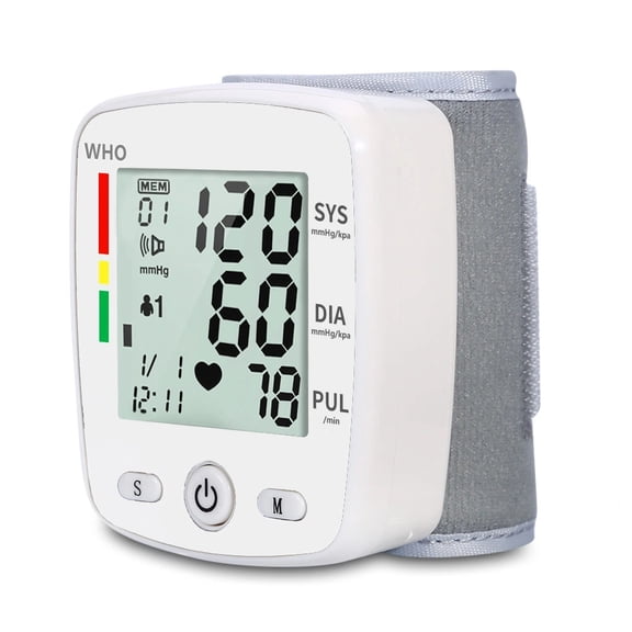 POLEET Adjustable Cuff Voice LCD Wrist Blood Pressure Monitor with 2 Users 180 Memory