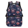 thumbnail image 1 of POLERO 17 Inch Backpack for Girls, Polyester Large Capacity Lightweight School Backpack, Patriotic Fireworks & American Flag Print, 1 of 10