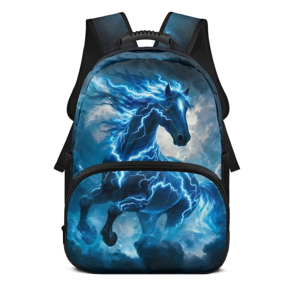 POLERO 17 Inch Bookbag for Girls, Polyester Durable Large Capacity Backpack, Lightning Horse Fantasy Print