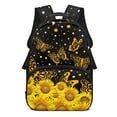 thumbnail image 1 of POLERO 17 Inches Backpack for Boys, Polyester Smooth Zipper Lightweight School Backpack, Butterfly Sunflower Pattern, 1 of 6