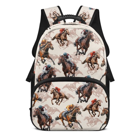 POLERO 17 Inches Backpack for Girls, Polyester Lightweight Large Capacity School Backpack, Horse Pattern