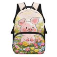 thumbnail image 1 of POLERO 17 Inches School Bag for Girls, Polyester Waterproof Large Capacity Bookbag, Pig In Floral Meadow, 1 of 9