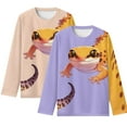 thumbnail image 1 of POLERO 2 Pack Leopard Lizard Girls Long Sleeve Shirts Soft Lightweight Crewneck 3-4 Years Girls' Purple Basic Long-Sleeve T-Shirts Toddlers' Winter Tees, 1 of 6