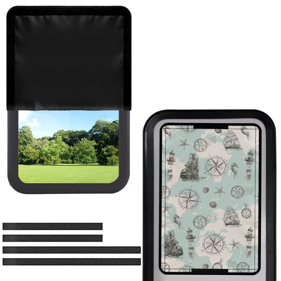 POLERO 26x17.3 inch RV Sun Shade Cover, Navigation Window Shade Cover with UV and Privacy Protection, Fits Most RV Interior Door Windows, Half-Fold Design