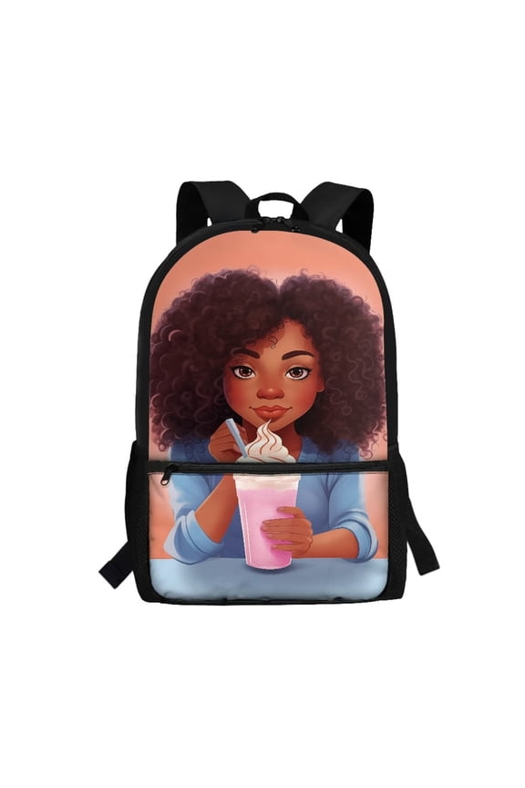 African American Woman Orange Laptop Backpack School Bag Heavy Duty Travel Backpack for Women Lady Bookbags Schoolbags Tablet Tote Bags Book Bag with Zipper Front Pocket