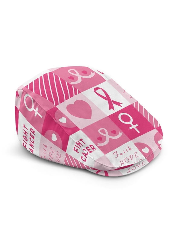All-Season Newsboy Hat, Breast Cancer Theme Polyester Soft Wrinkle-Resistant Beret Hat for Travel Driving Walking