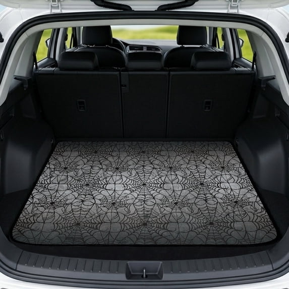 POLERO All Weather Trunk Liner Duty Rear Trunk Line, Stylish for Travel, Black Spider Web Pattern 29" x 39"