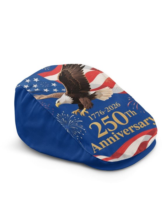American Eagle Flag Pattern Flat Cap, Soft Lightweight Forward Newsboy Hat Vintage Forward Hat for Fishing Driving