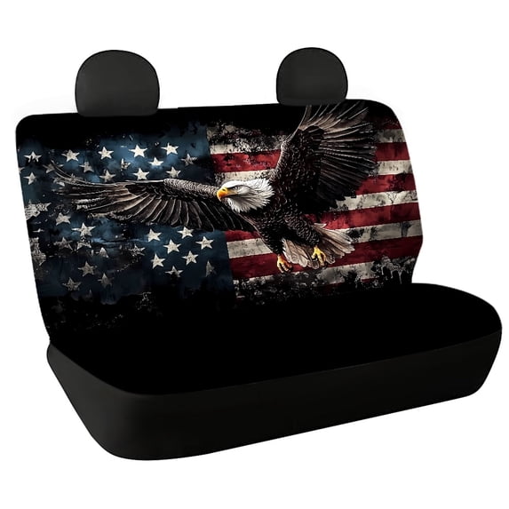 POLERO American Flag Eagle Print Car Seat Covers with SUV Truck, Easy to Install Waterproof Backseat Protectors(2 Pcs Set)