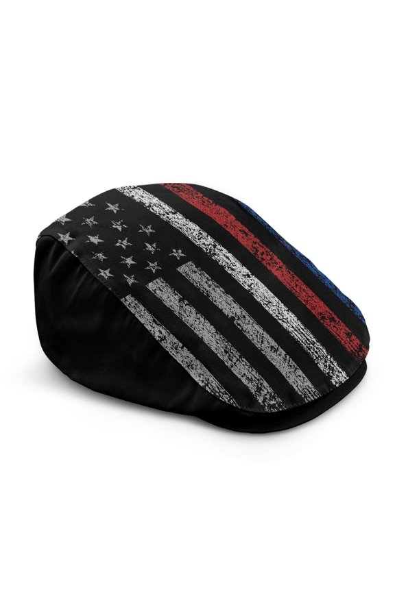 American Flag Pattern Newsboy Hat, Soft All Season Flat Hat Lightweight Flat Cap for Street Driving, Adjustable Soft Beret Hat All-Weather Flat Cap