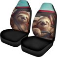 thumbnail image 1 of POLERO Anti-Slip Back Fabric Vehicle Seat Covers for SUV, Breathable Soft Front Seat Cover Polyester Fabric 2 Pack, Driving Sloths Pattern, 1 of 13