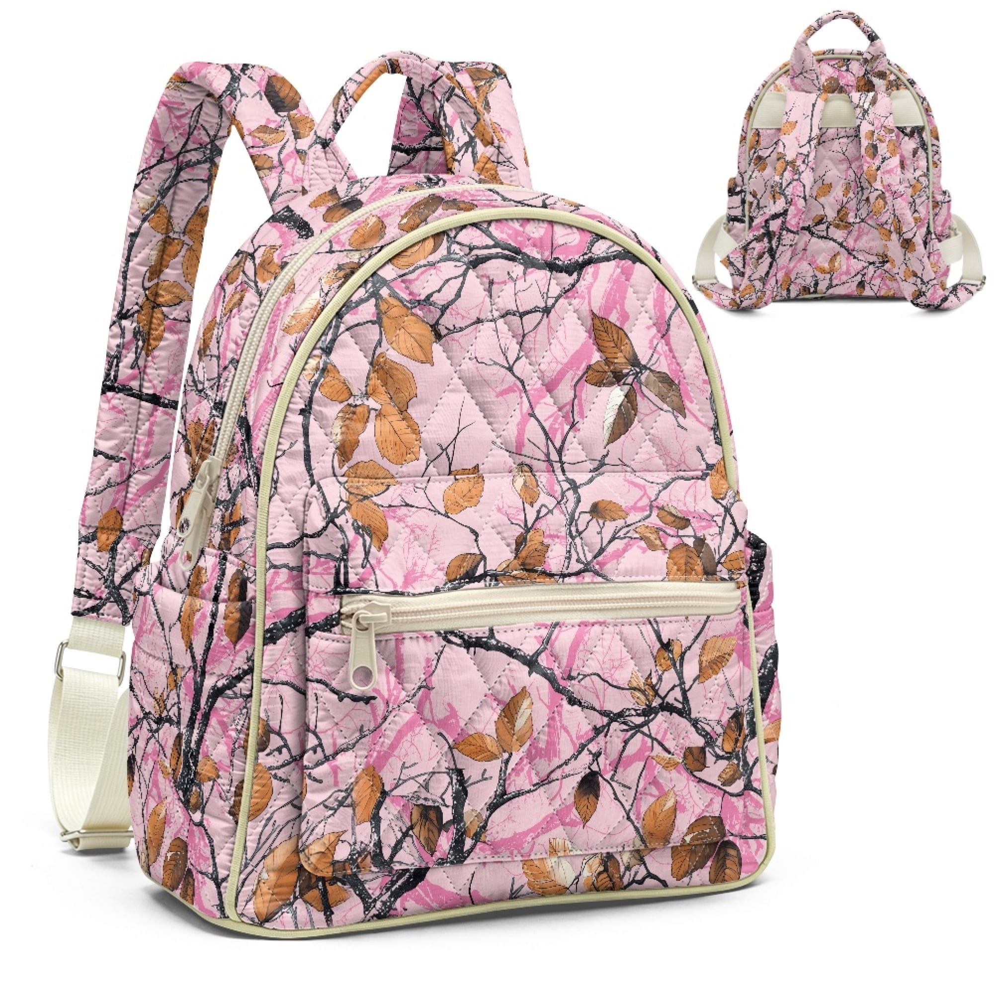 Polyester Cloth Backpack POLERO Autumn Branch & Leaf Print Casual Backpack for Travel, Small ...