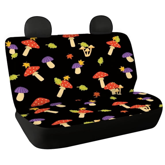POLERO Autumn Car Back Seat Covers with Mushroom Pattern, Set of 2 Pieces Stretch Durable Seat Covers for Universal Car Interior