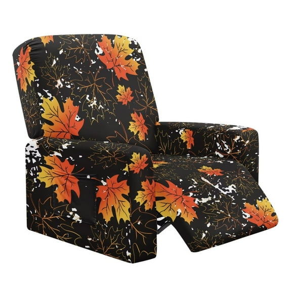 POLERO Autumn Maple Leaf Pattern Recliner Slipcovers 4-Pieces Lazyboy Covers Couch Chair Cover Washable Reclining with Storage Pockets Furniture Protector for Fall Living Room